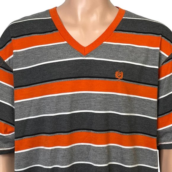 Vintage Phat Farm Men's 3XL Short Sleeve Orange Gray Stripe Polo Shirt 3X XXL - Picture 3 of 12